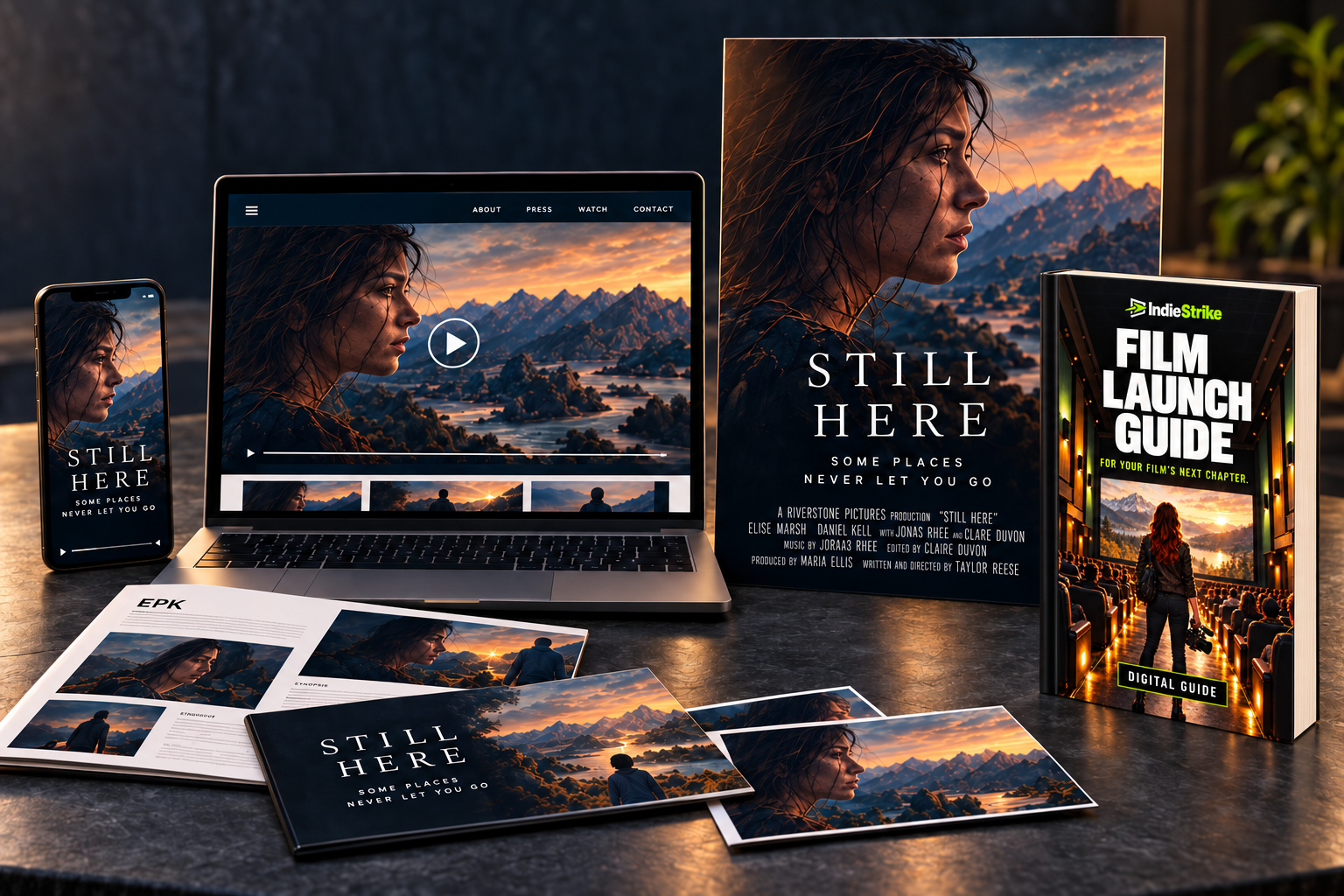 Fictional Still Here demo: coordinated film website, artwork and social materials